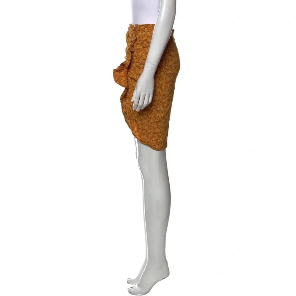 Veronica Beard Size 4 Spencer Mustard Yellow Ditsy Floral Ruched Mini Skirt - Picture 3 of 12